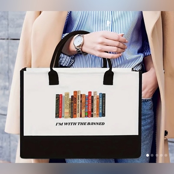 “I’m With the Banned” Banned Books Tote Bag - Picture 2 of 5